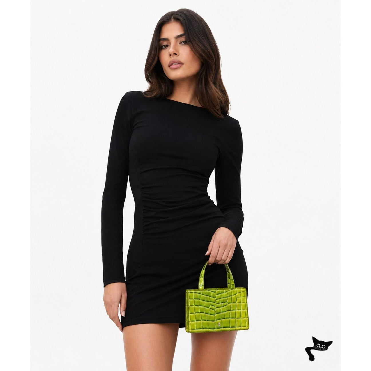 EUC Amina Muaddi Mini Croc Embossed Lime Green Leather Top Handle Bag