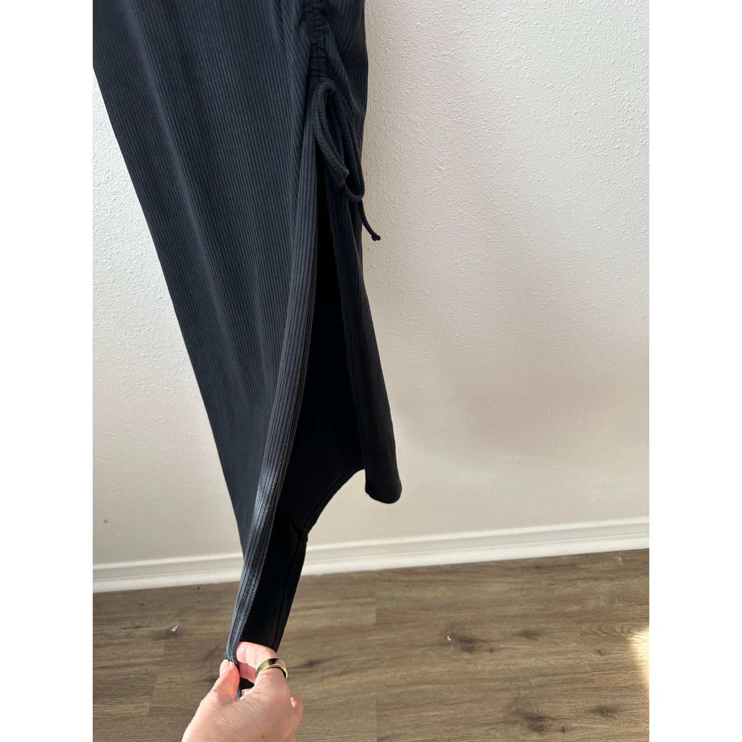 L Space Sandpiper Dress Black Women XS Ribbed Midi