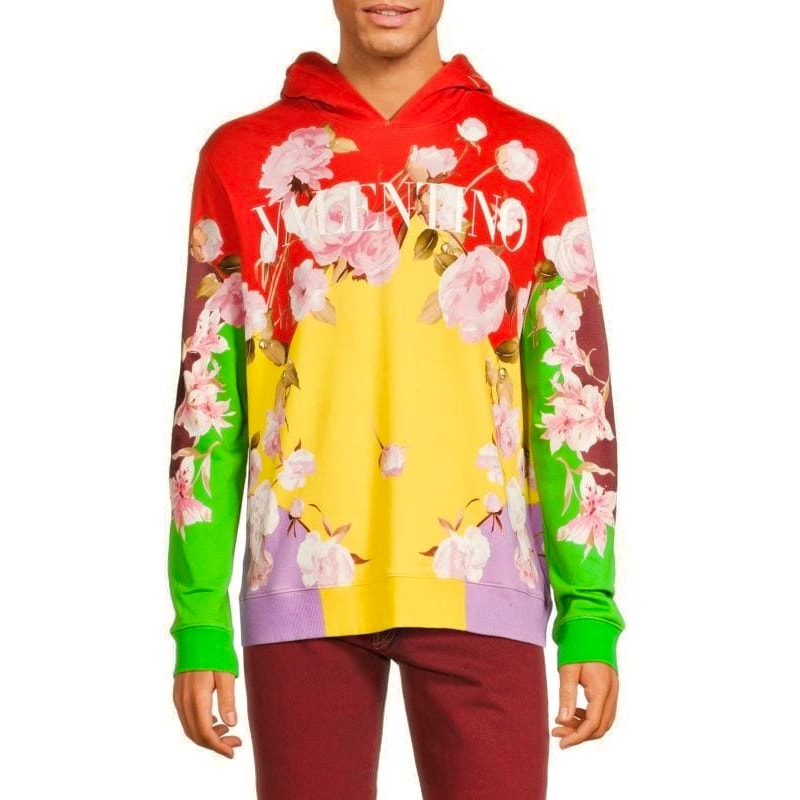 Valentino multicolor floral graphic hoodie Men’s US XL cotton-blend