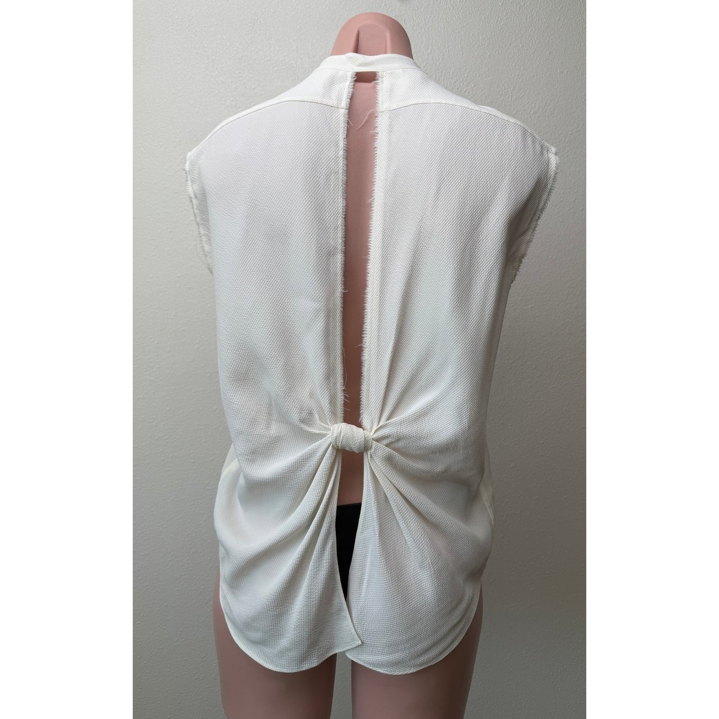 Helmut Lang Ivory Tie Back Sleeveless Blouse US S