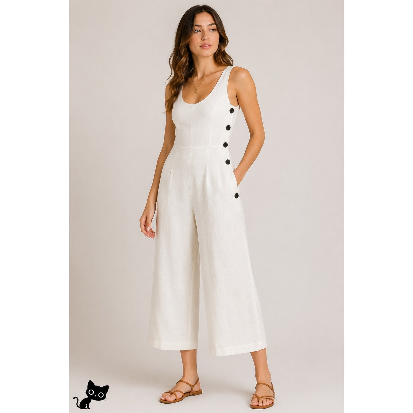 NWT Club Monaco Creme Emberlynn Linen Blend Jumpsuit 0