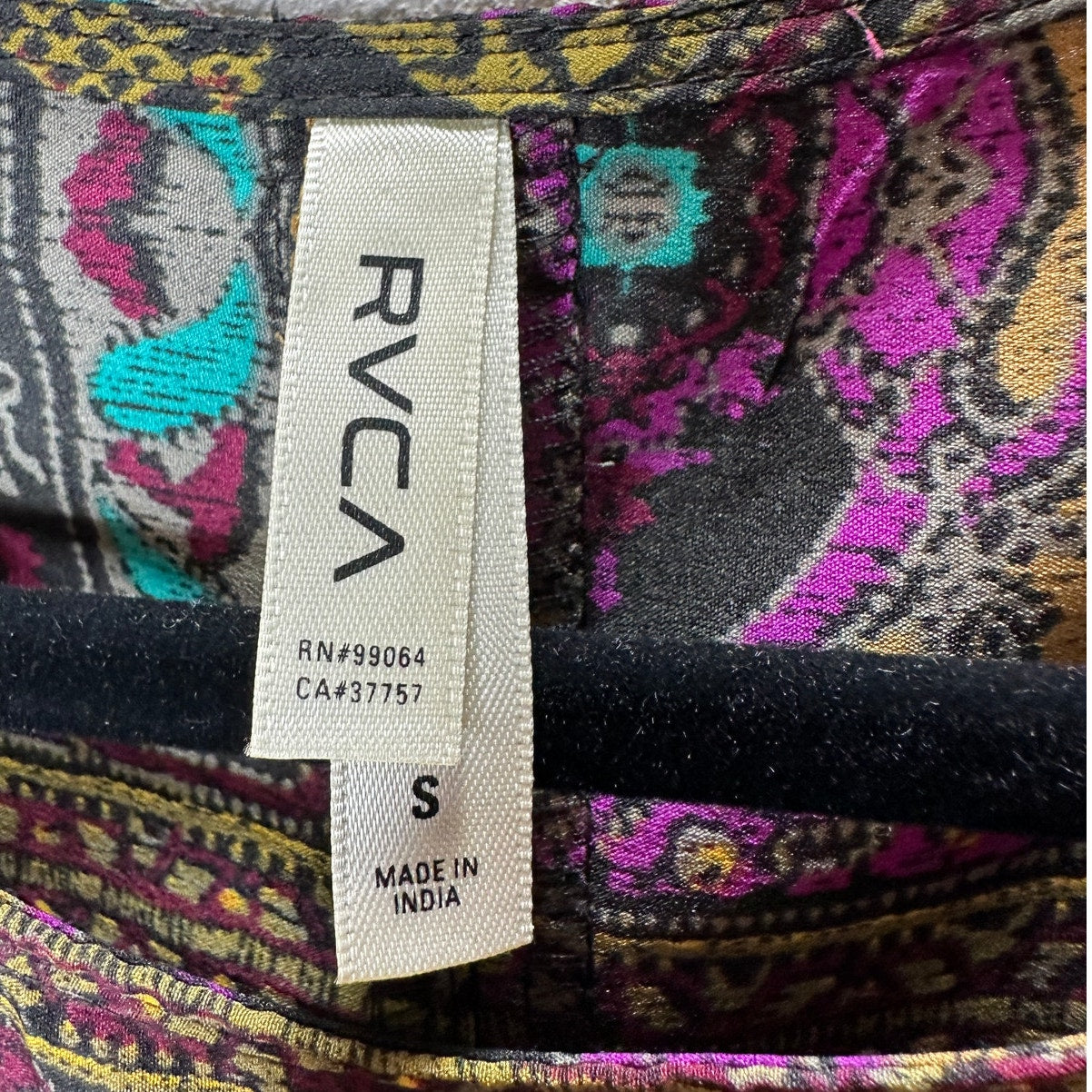 RVCA Multicolor Floral Print Cutout Triangle Back Round Neck Mini Dress S