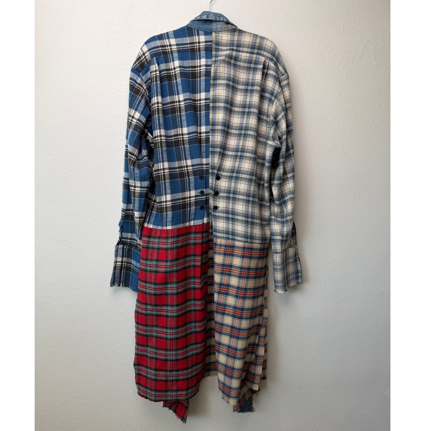 NWOT Greg Lauren Denim Studio Patchwork Plaid Kimono Coat Size S