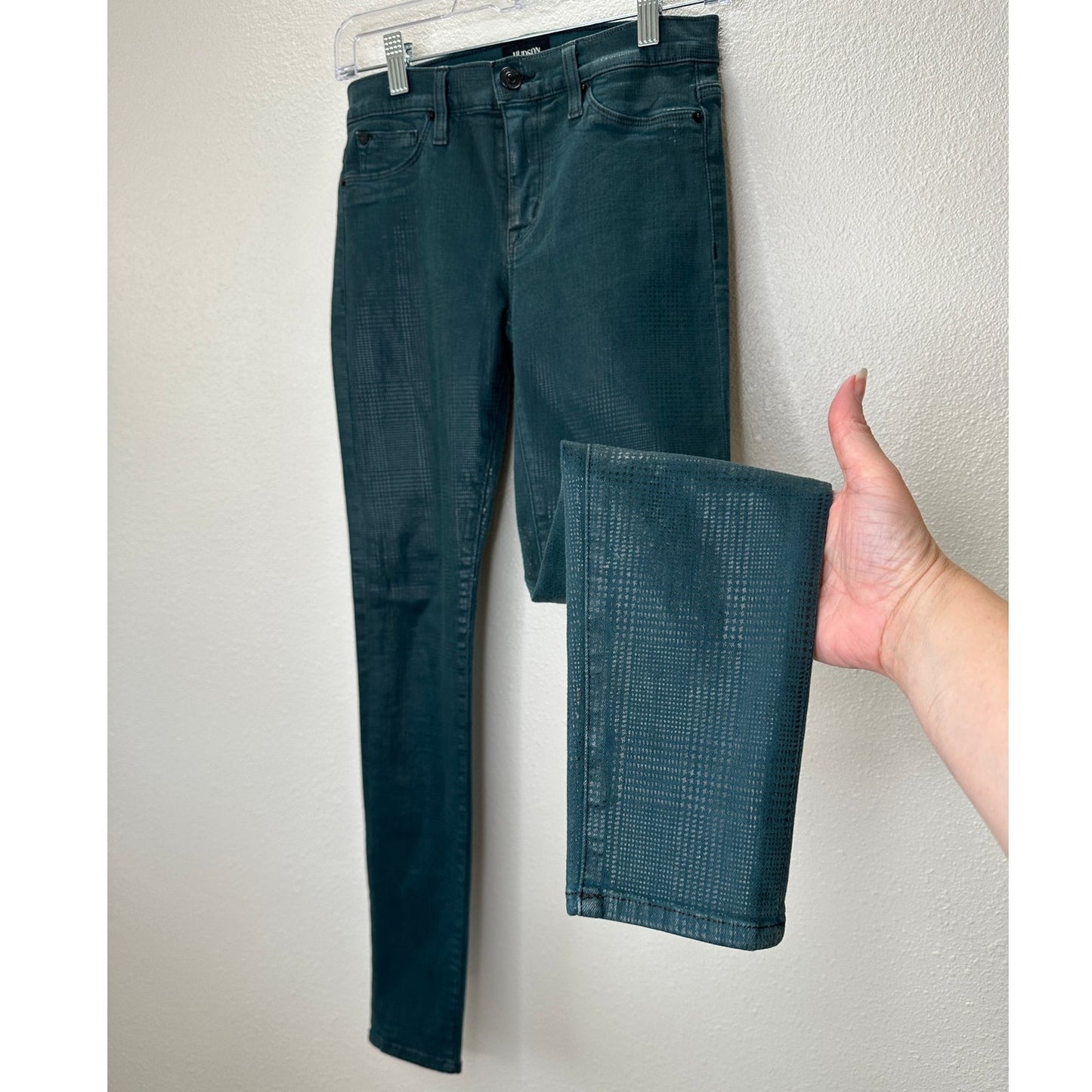 Hudson Midrise Dark Teal Nico Super Skinny Jean in Nonconformist 26