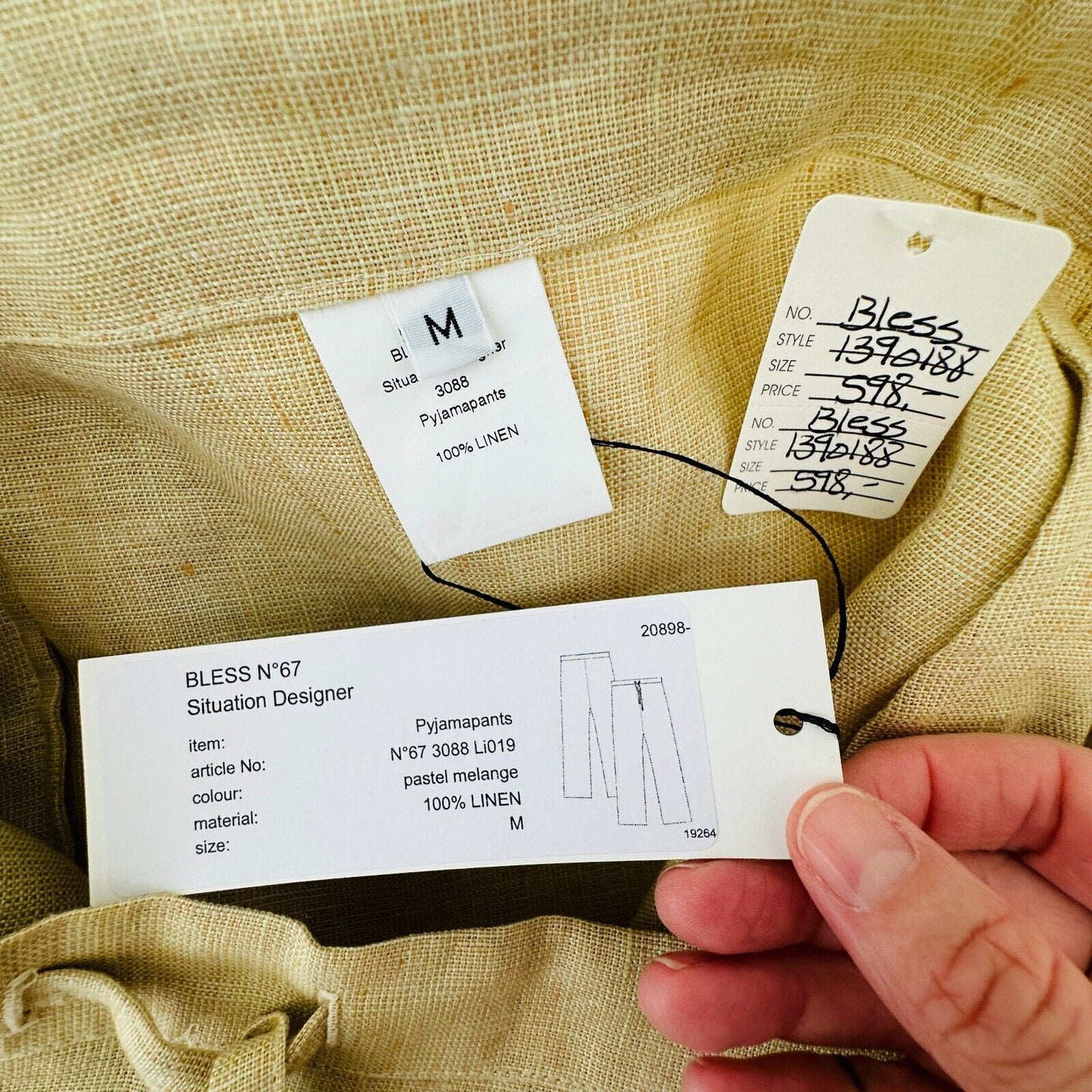 NWT BLESS 2-pc Melange 100% Linen Sakko Jacket & Linen Pants M