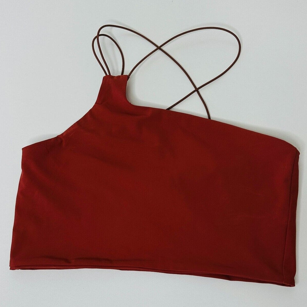 Alix NYC Rust Avon Asymmetrical Neckline One-Shoulder Spaghetti Strap Crop S