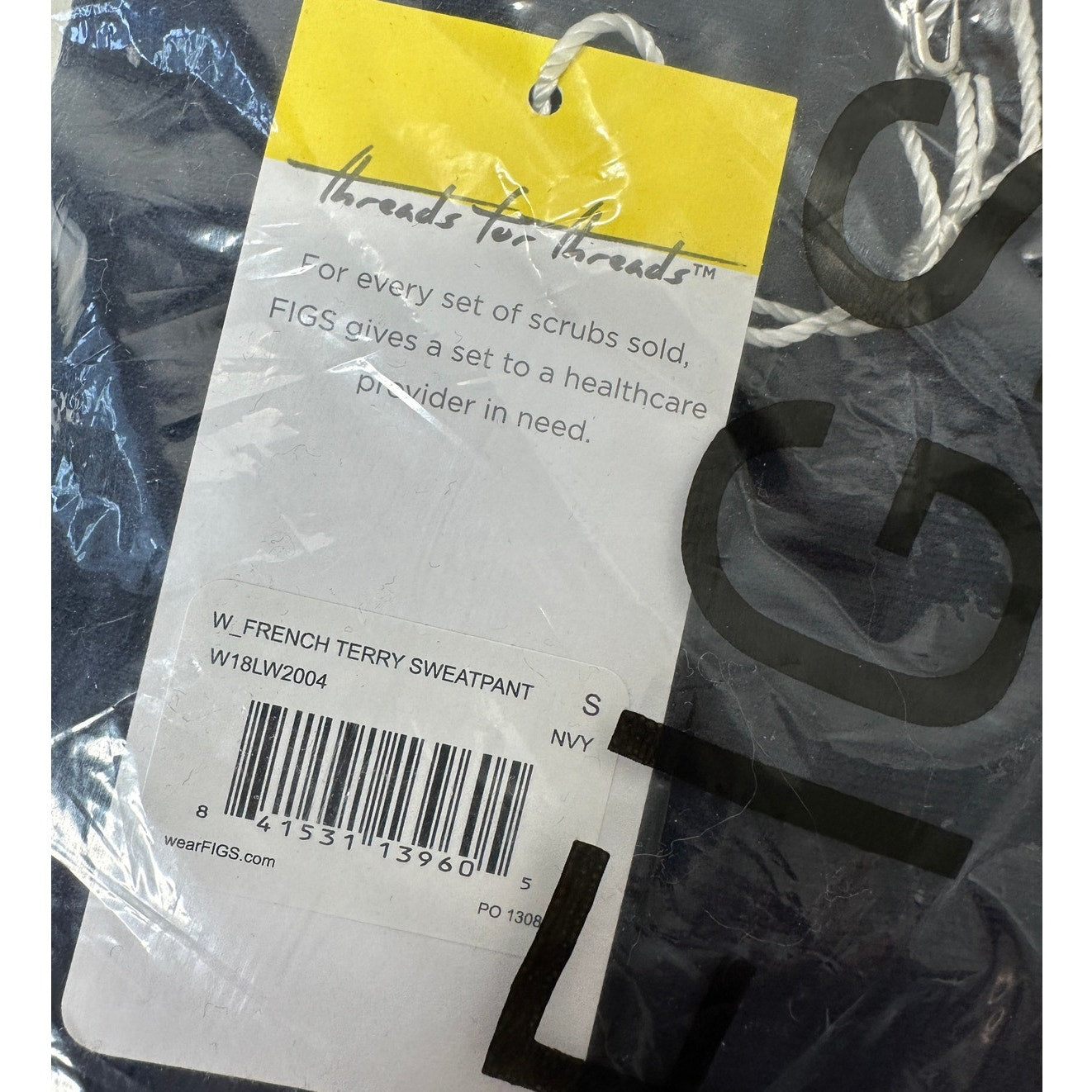 NWT Figs Navy French Terry Sweatpants Elastic Waist Scrubs S