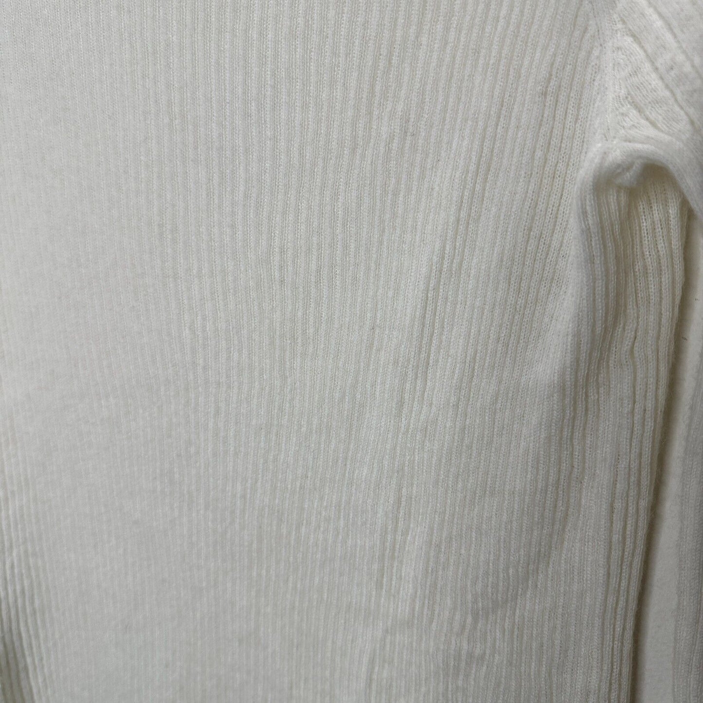 Allsaints Cream Ribbed Design Long Sleeve Round Neck Thin Light Sweater L