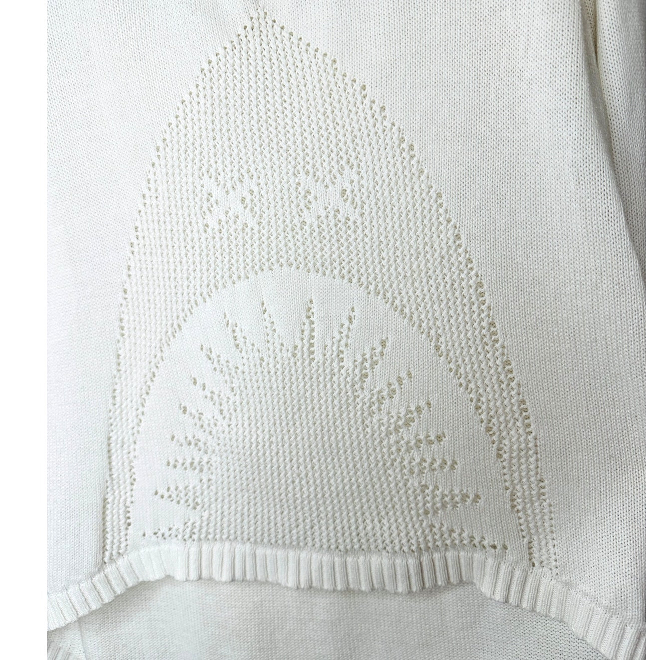 Billabong White Boat Neck High Low Shark Knit Pattern Sweater M