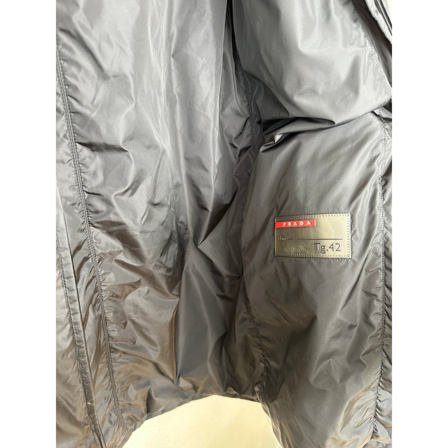 Prada Men's Black Polyester Hooded Long Line Rain Jacket 42 / L
