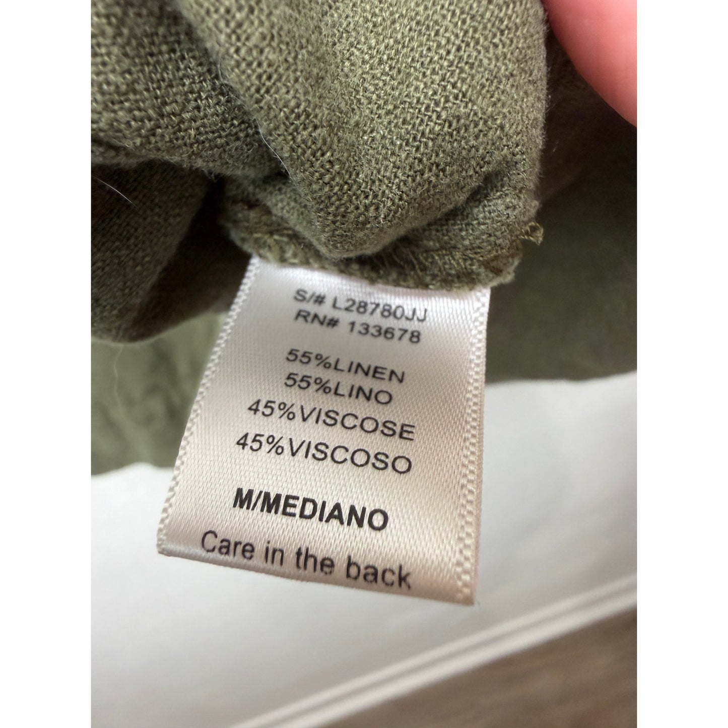 Love Tree Olive Linen Blend Moto Jacket Women's M