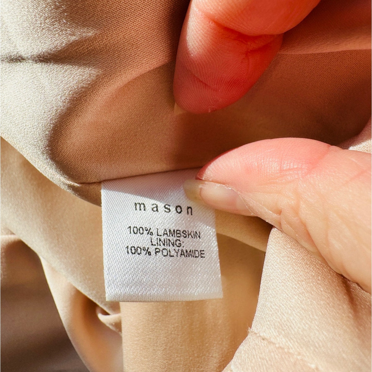 Michelle Mason Light Peach Blush Lambskin Leather Baseball Hem Mini Skirt 4