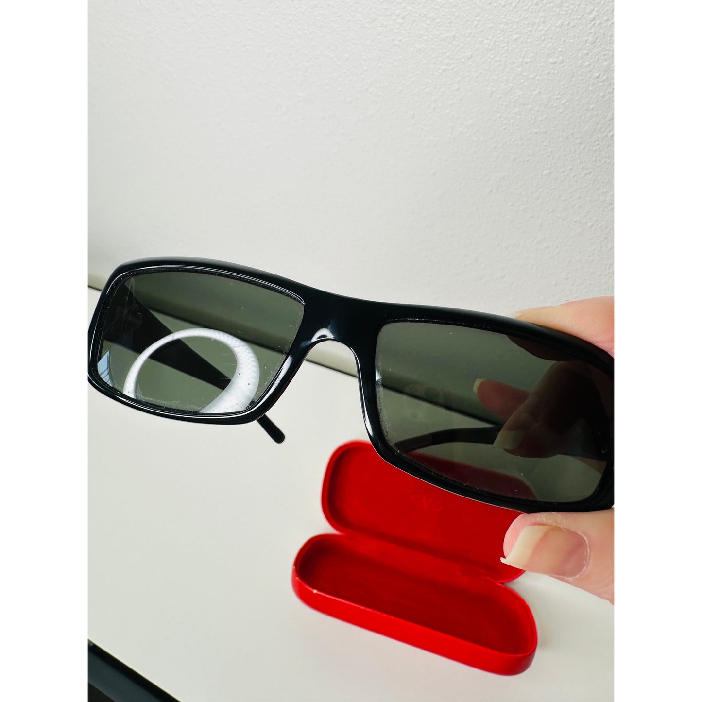 Valentino Black Sunglasses with Silver & Blue Bead Embellishment