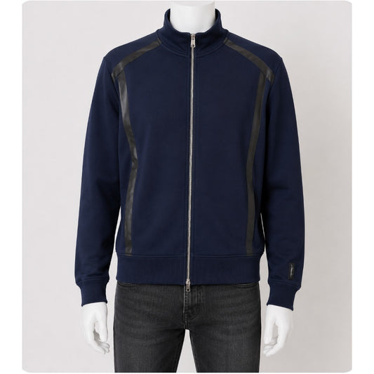 3.1 Phillip Lim Dark Navy Blue Track Jacket Zip Front Black Stripe Piping Medium