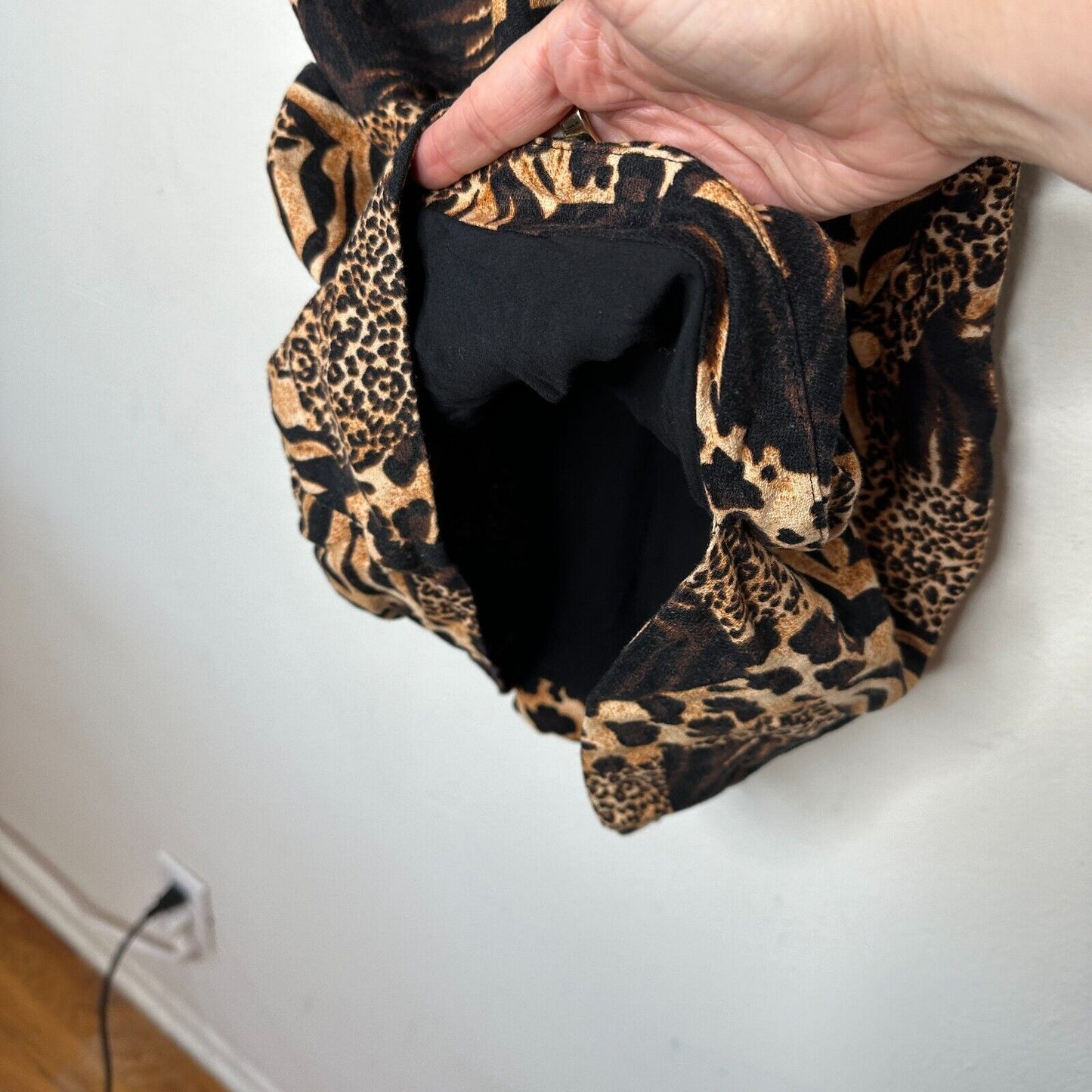 Urban Outfitters leopard Print V Neck Spaghetti Strap Tulip Hem Mini Dress Small