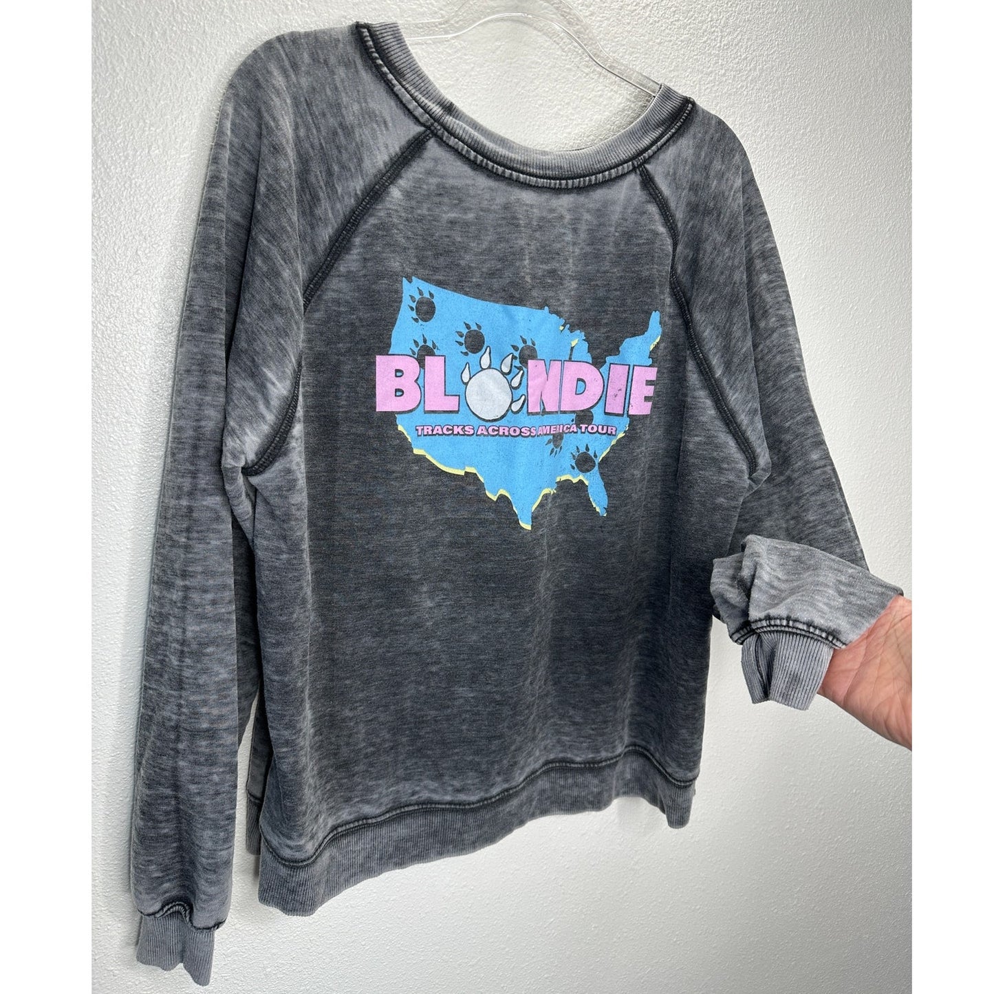 Recycled Karma Burnout Gray Crew Neck Long Sleeve Blondie 1982 Tour Sweatshirt S