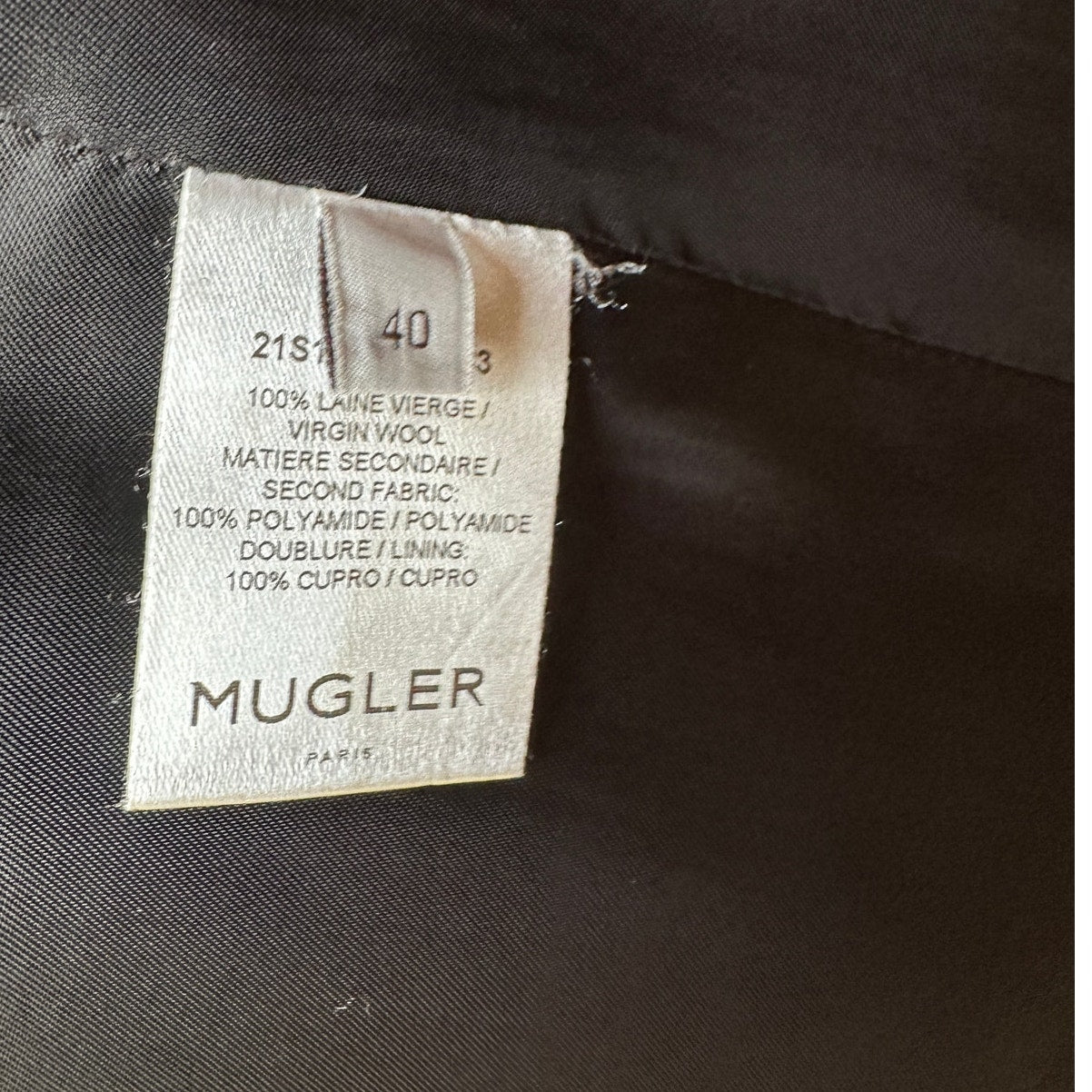 Mugler Black Corseted Blazer Sheer Mesh Sleeves Waist US 8