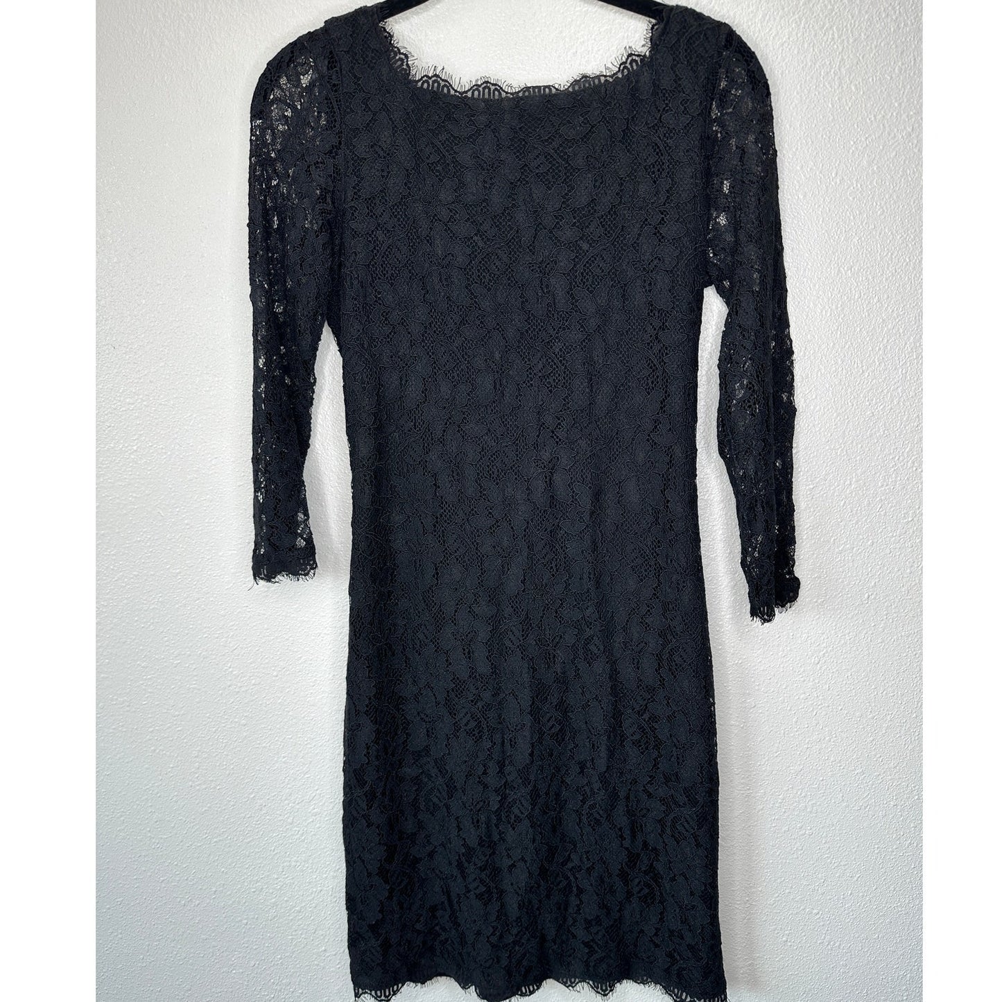 Diane von Furstenberg Black Zarita Stretch Lace Shift Dress 4