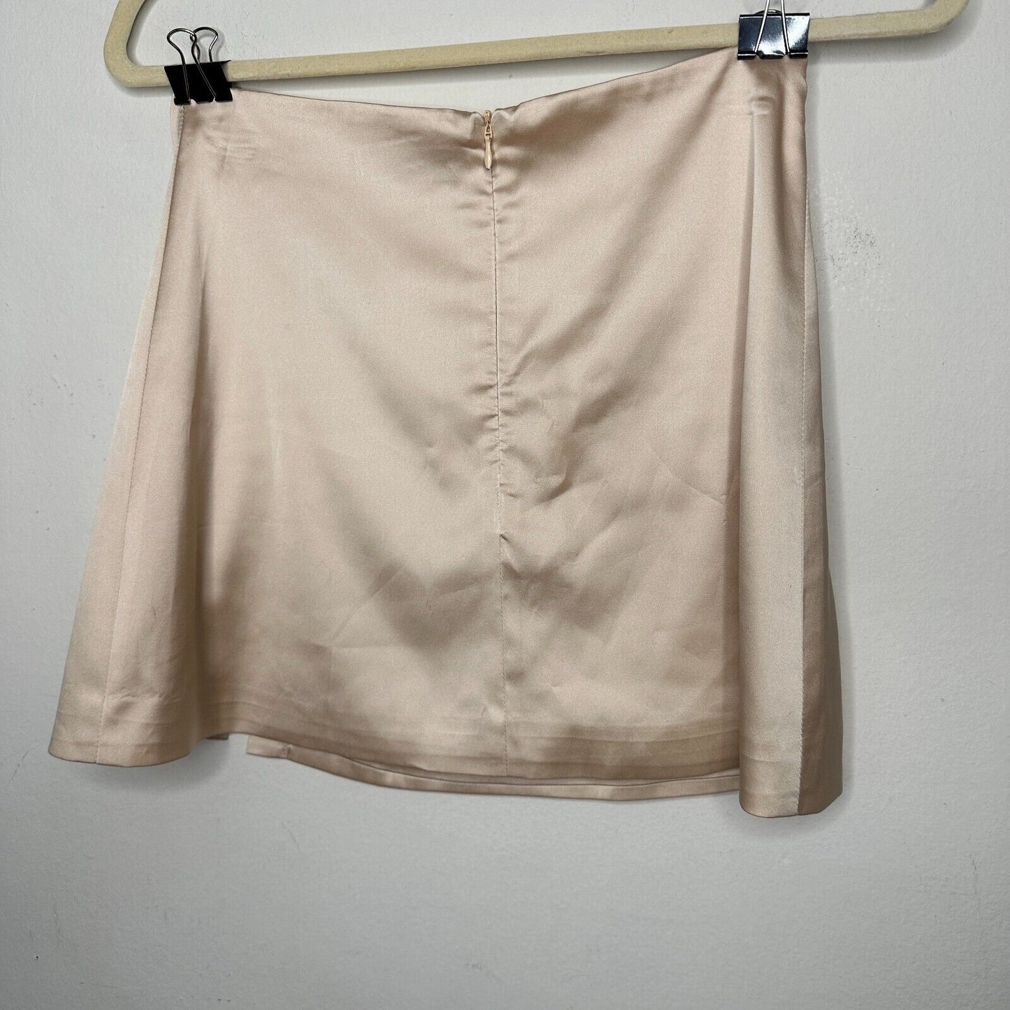 Silkhour Ayu Champagne Satin Skirt Front Kick Split Back Zip Back Sexy Mini SM
