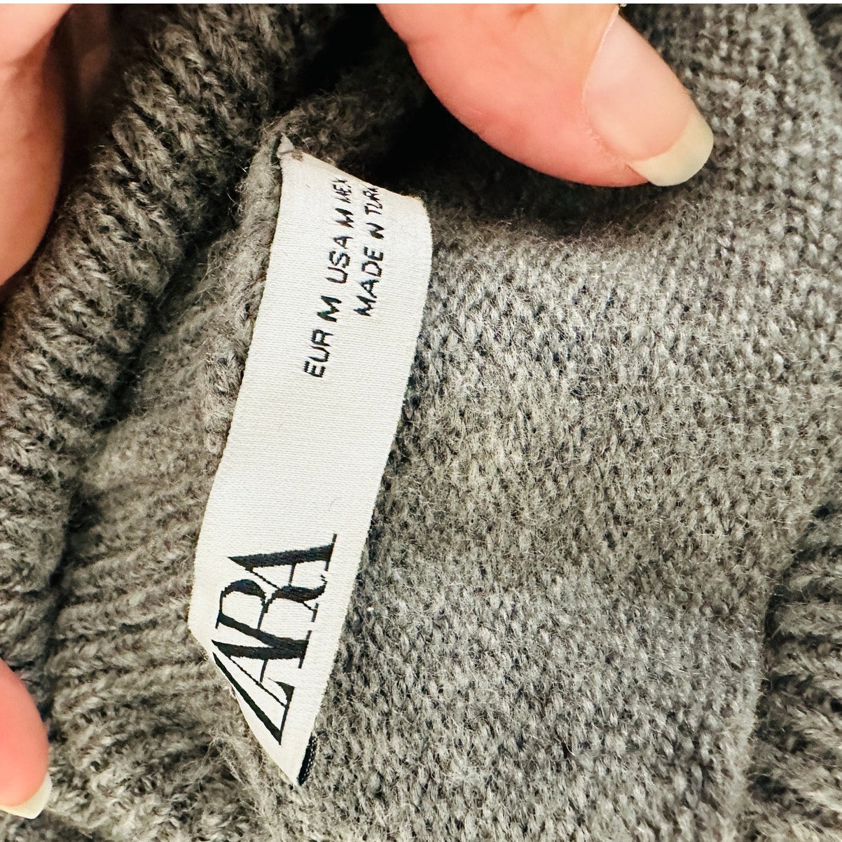 Zara Heather Gray Turtleneck Drop Shoulder Long Sleeve Sweater Jumper M