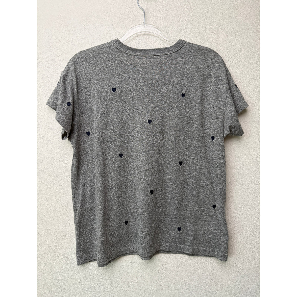 THE GREAT Gray Navy Heart Print T Shirt Women Size 0
