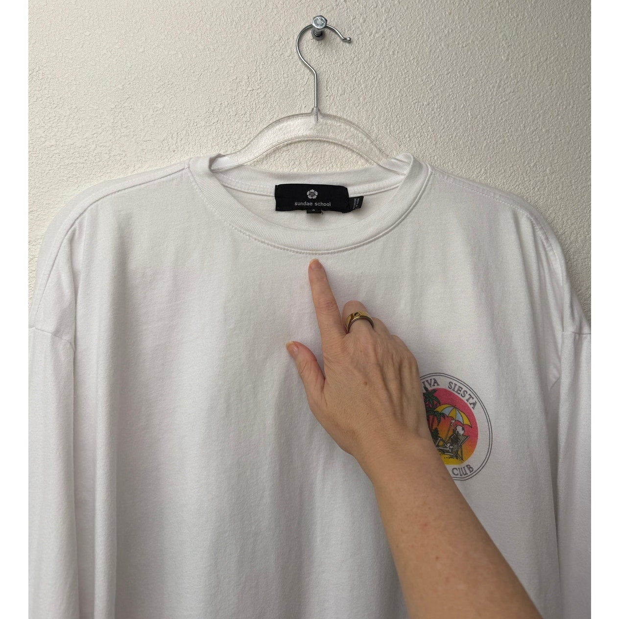 Sundae School White Graphic Long Sleeve Tee Unisex S