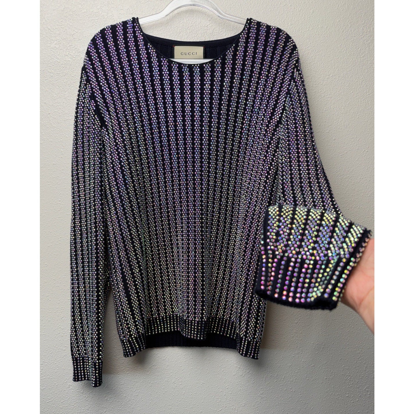 Gucci Women's L Black Crystal Sweater Pants Set