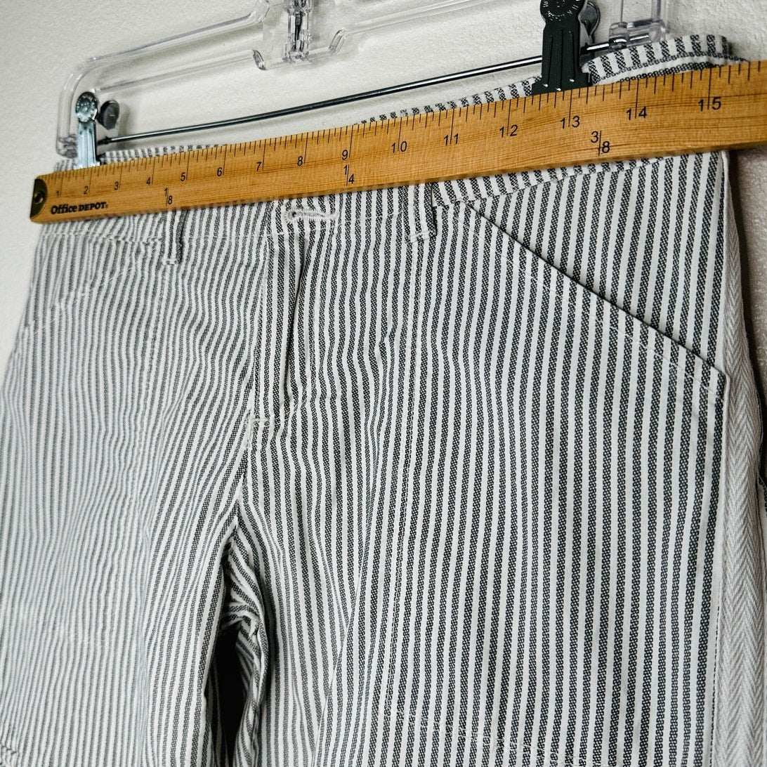 Sanctuary White & Gray Striped Cropped Utility Trouser Pant Cinched Ankle 27