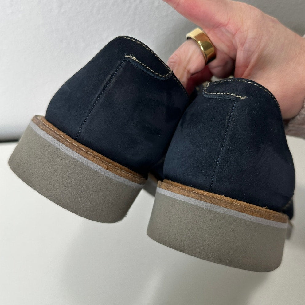 14th & Union Marine Blue Nubuck & Gray Tie Oxford Shoes 9.5