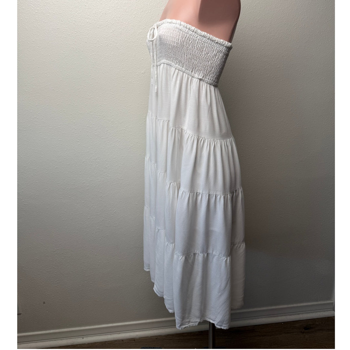 HAEOF White Smocked Convertible Midi Dress Maxi Skirt Women's US S