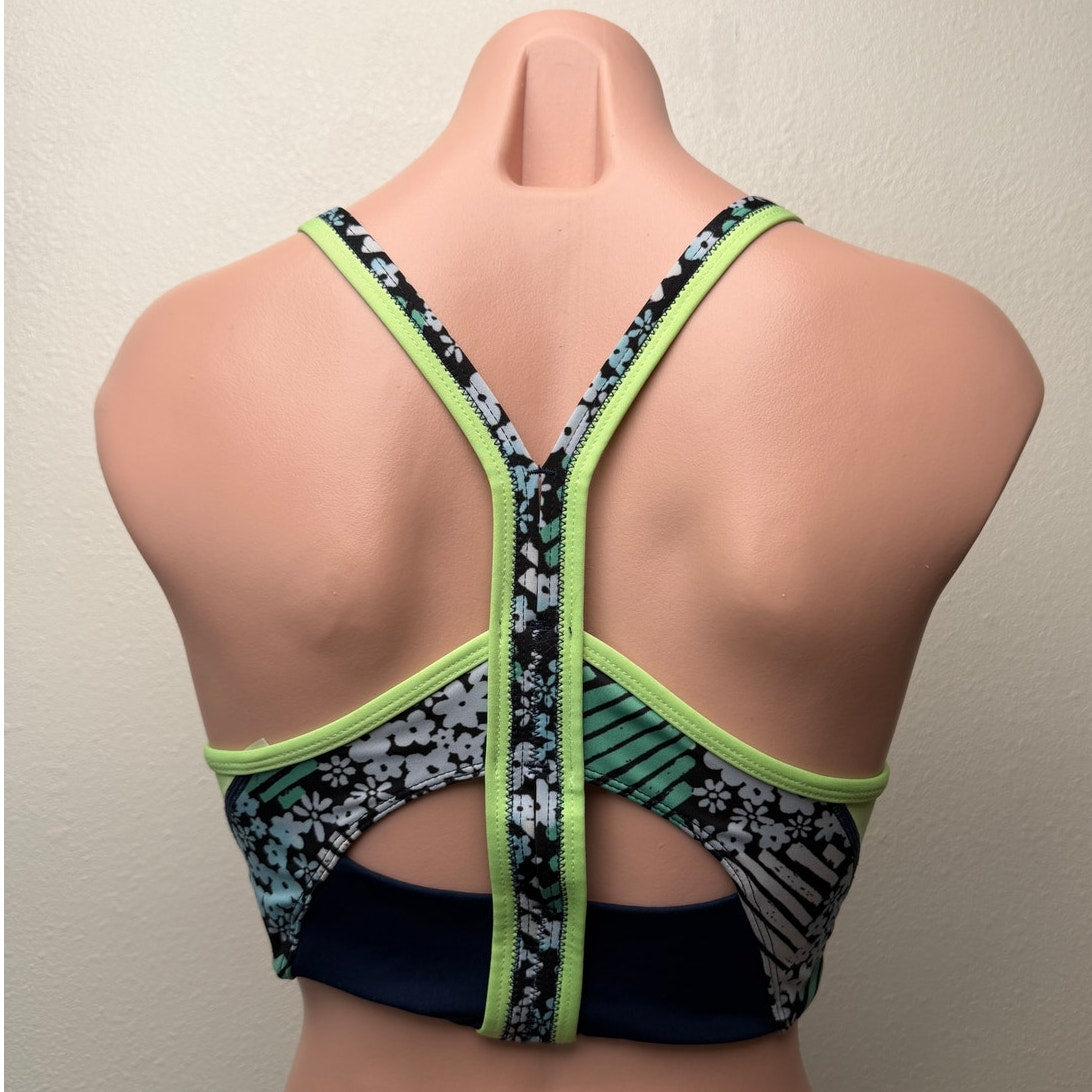Free People Movement Navy Floral Racerback Sports Bra Women S