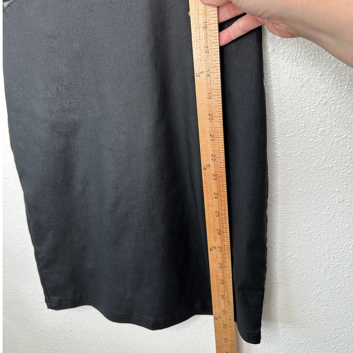 ANGL Black Stretch Faux Leather Mesh Cutouts High Neck Sleeveless Dress M