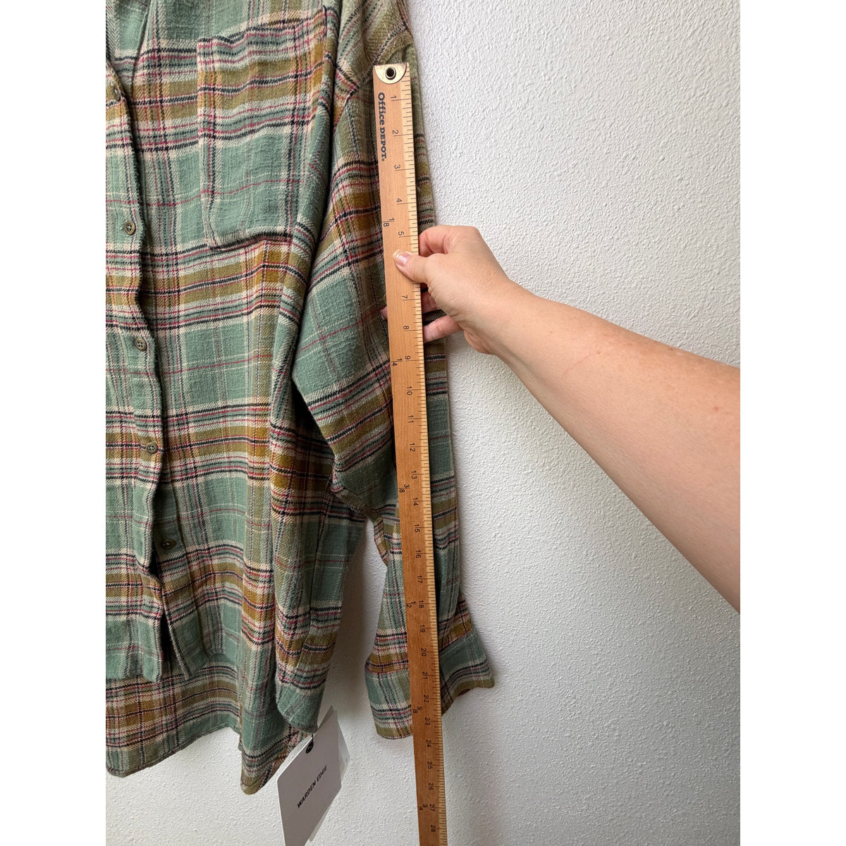 NWT Warden Edge Sage Plaid Oversized Shirt Women M