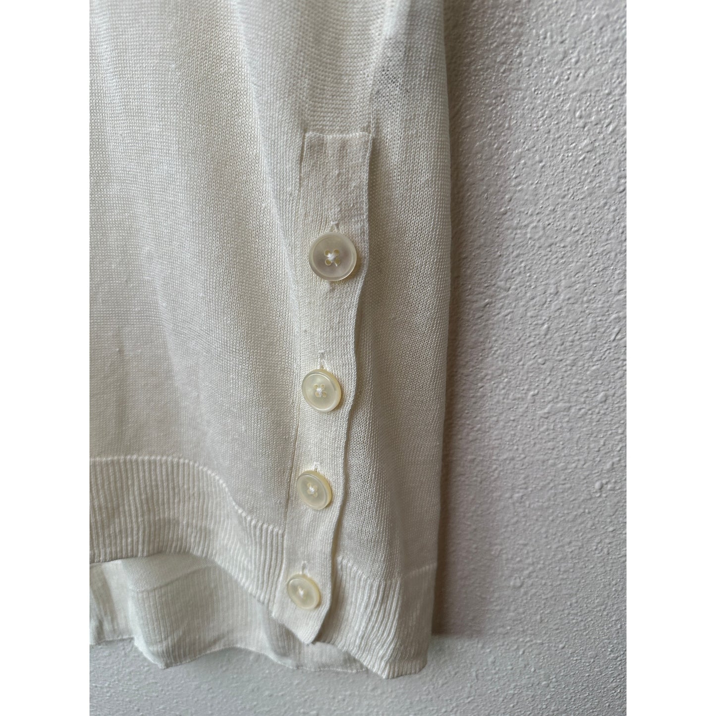 NWT J Crew Linen Blend V-Neck Sweater Ivory Women's US L