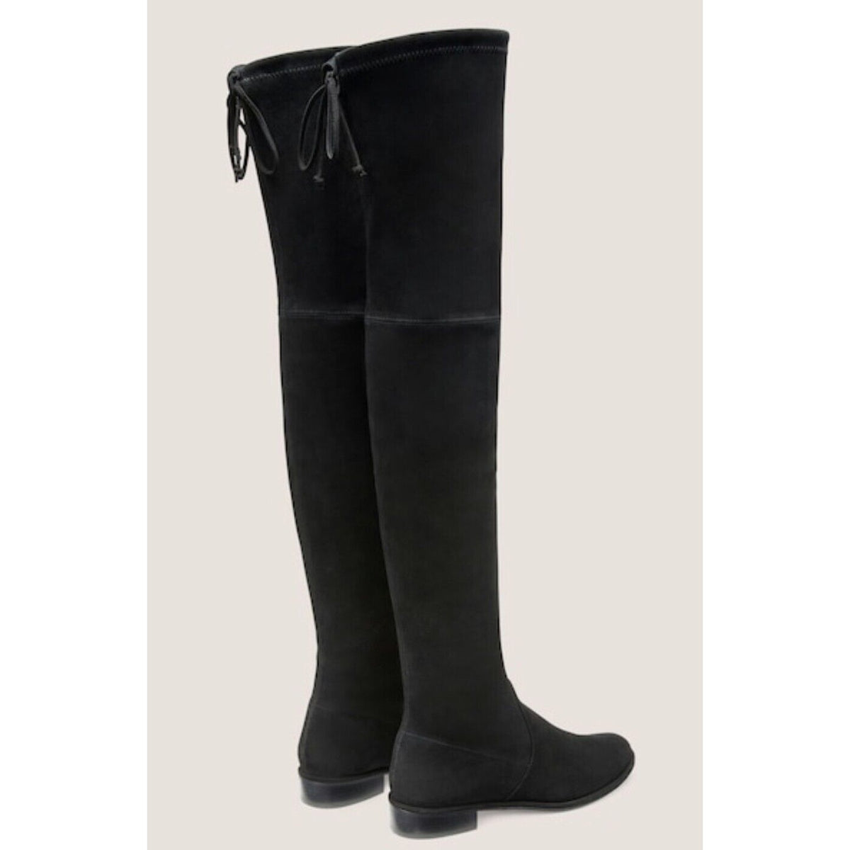 Stuart Weitzman Black Suede Lowland Over-The-Knee Flat Heel Lace up Boots 7