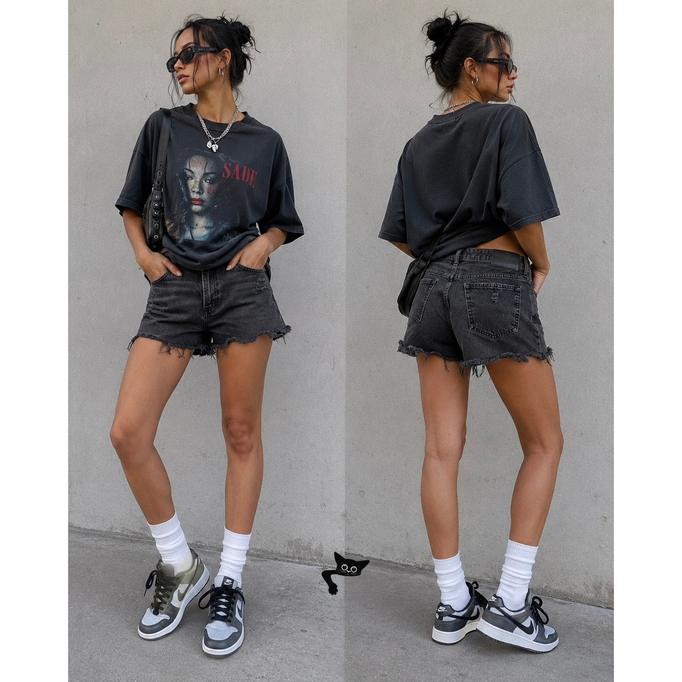 Lucky Brand Black Boy Mid Rise Denim Shorts Womens US 8
