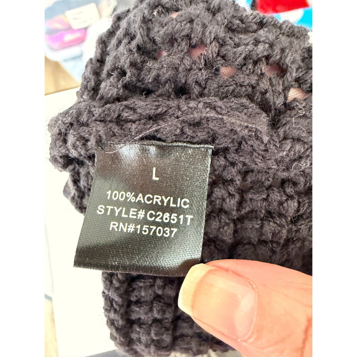 Et Clet Black Crochet Open Knit Wrap Tie Crop Sweater Vest L