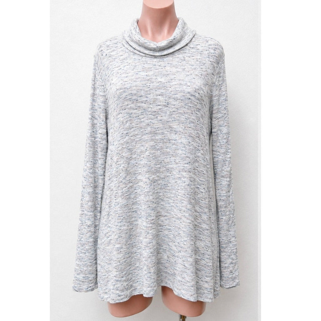 We The Free Ivory Multi-Color Long Sleeve Open Back Turtleneck Tunic Medium