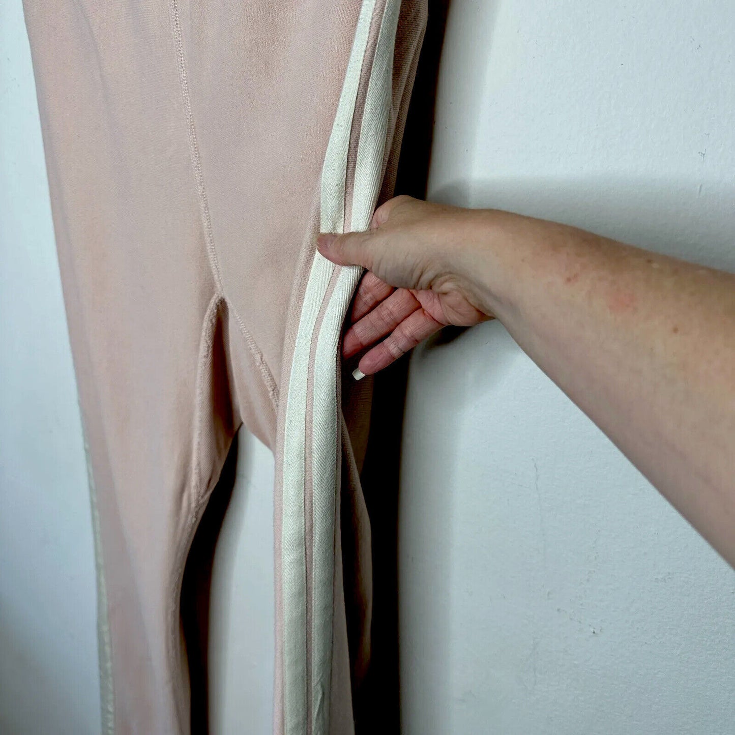 Light Pink Inner Drawstring High Waist Jogger Sweat Pant White Side Stripe M