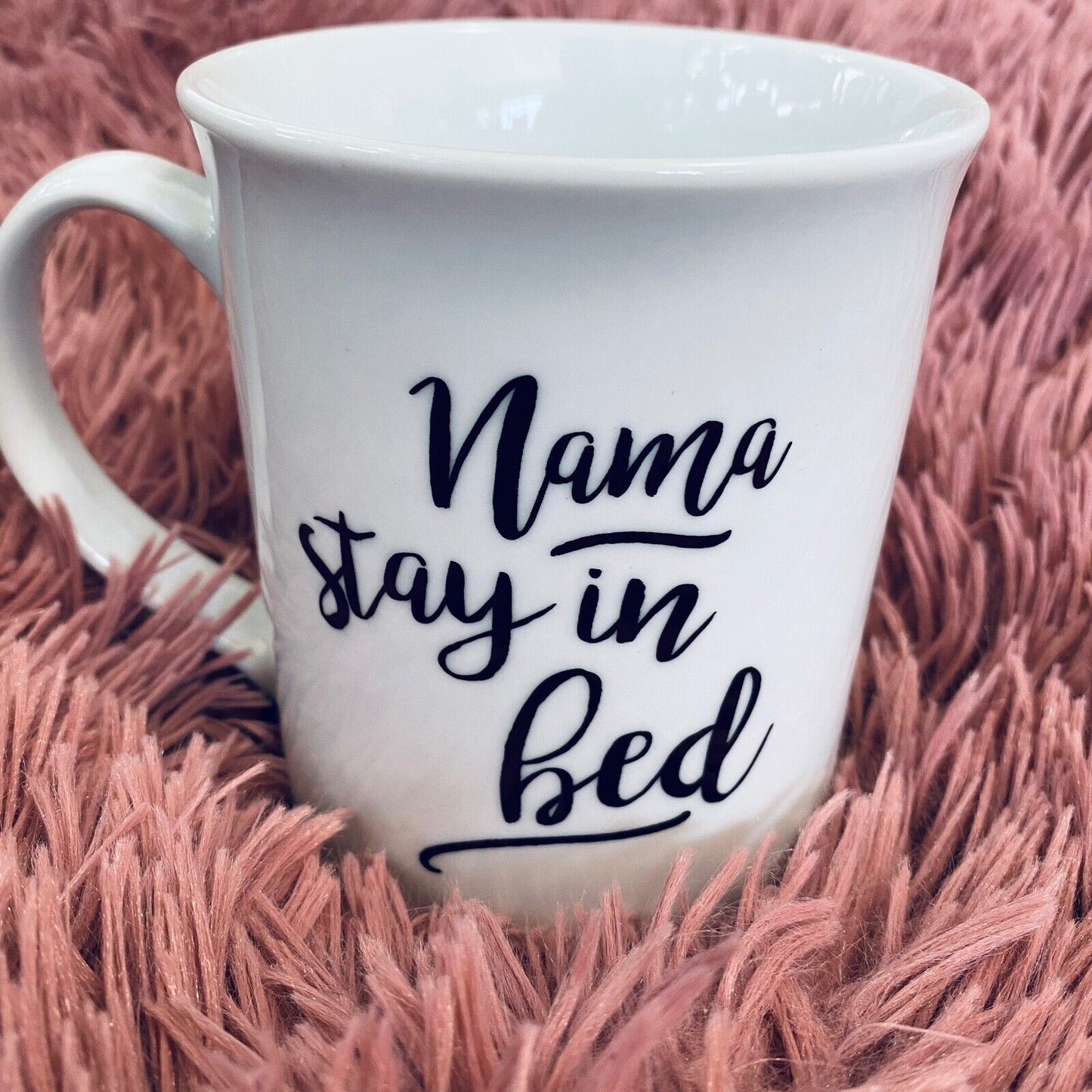 Fringe California Yoga Nama Stay in Bed 16 oz Mug Cup Black and White Yoga Hamsa