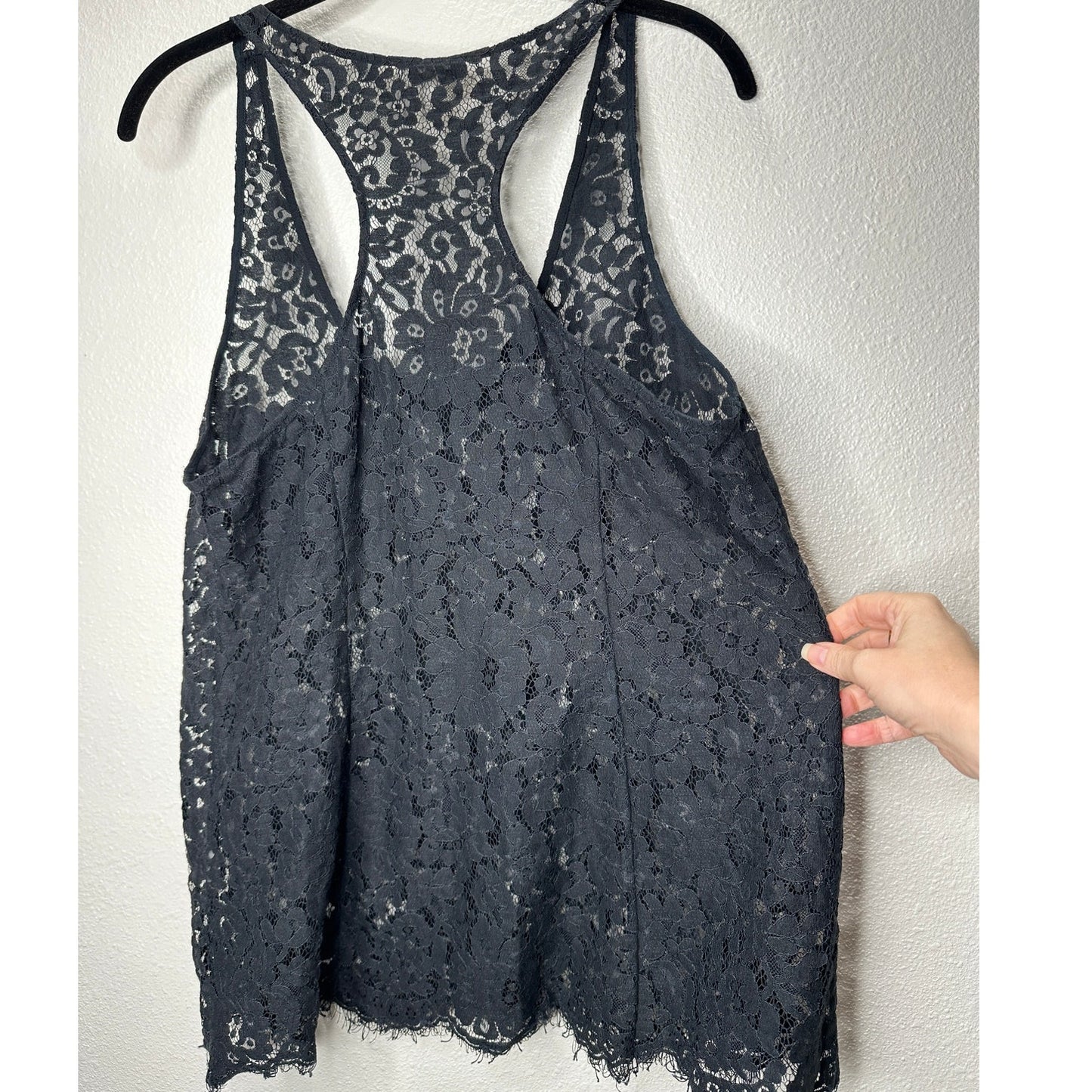 Joie Black Floral Lace Sleeveless Racerback Tank Top M