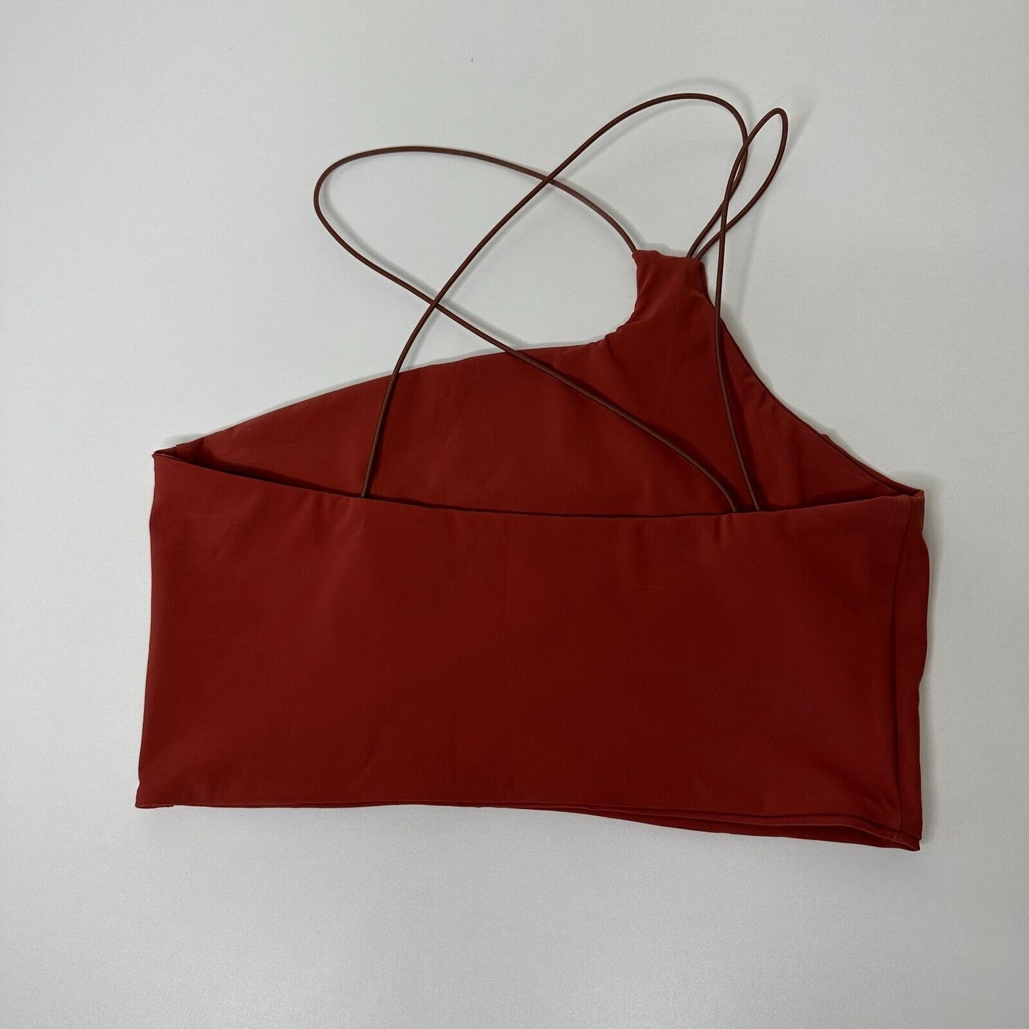 Alix NYC Rust Avon Asymmetrical Neckline One-Shoulder Spaghetti Strap Crop S