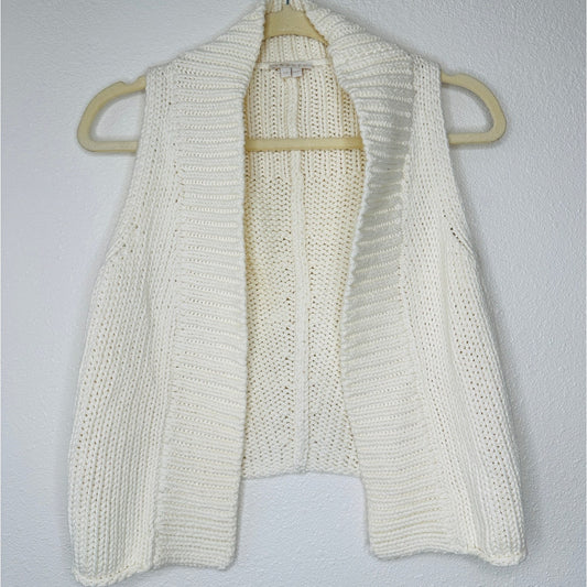 Theory Ivory Cream Chunky Knit Cropped Sweater Vest Small