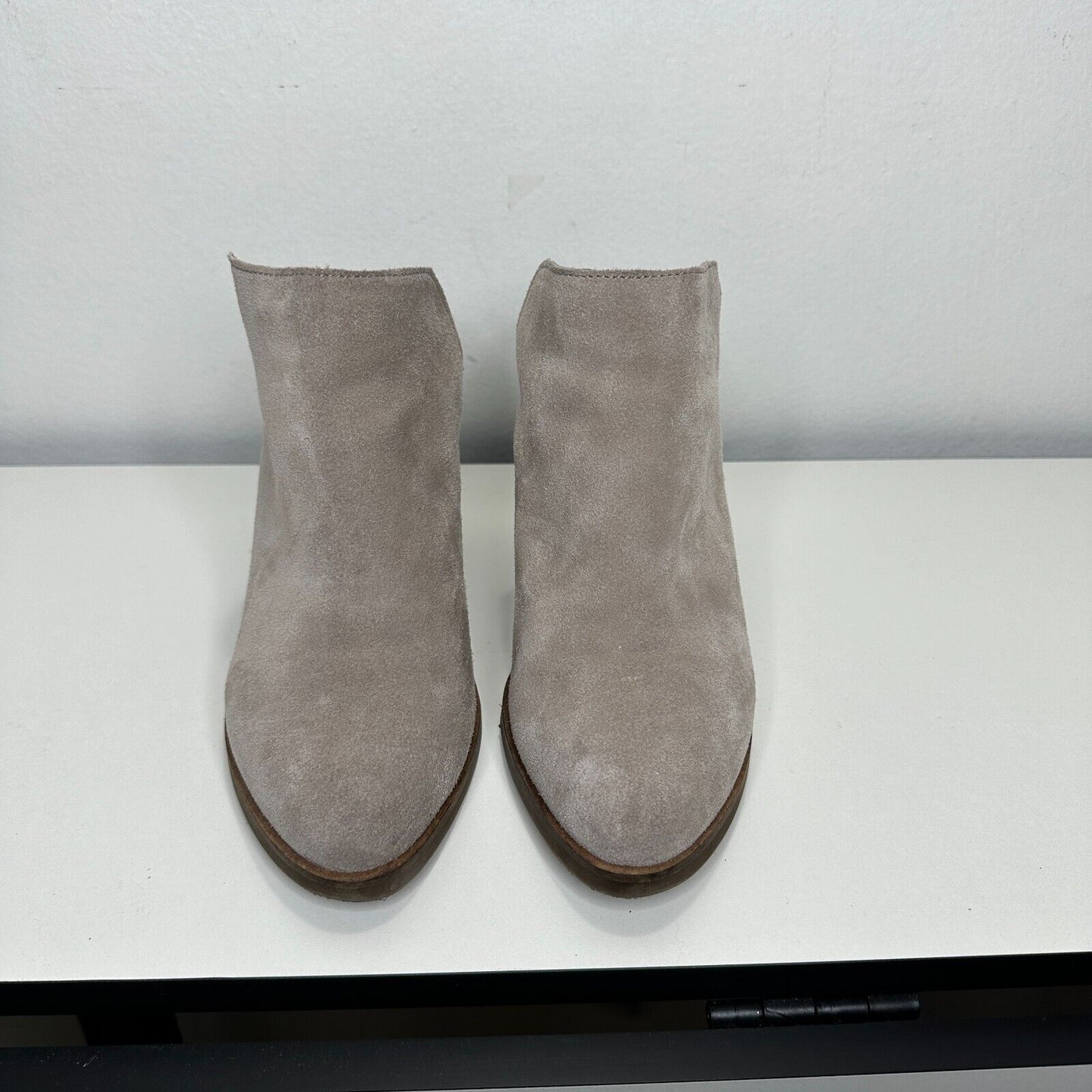 Dolce Vita Gray Selene Suede Almond toe Slide On Mule Bootie Block Heels 7.5