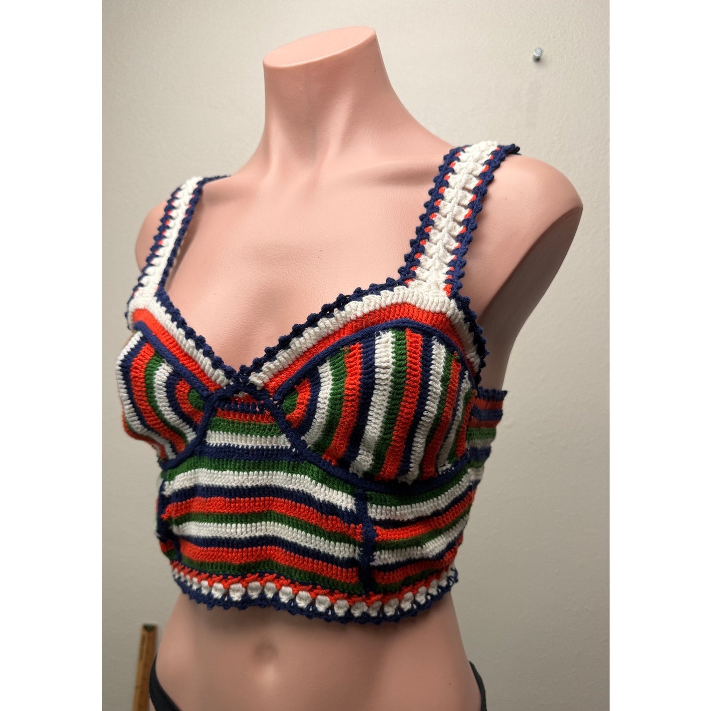 Moth Multicolor Crochet Bustier Top Women's S