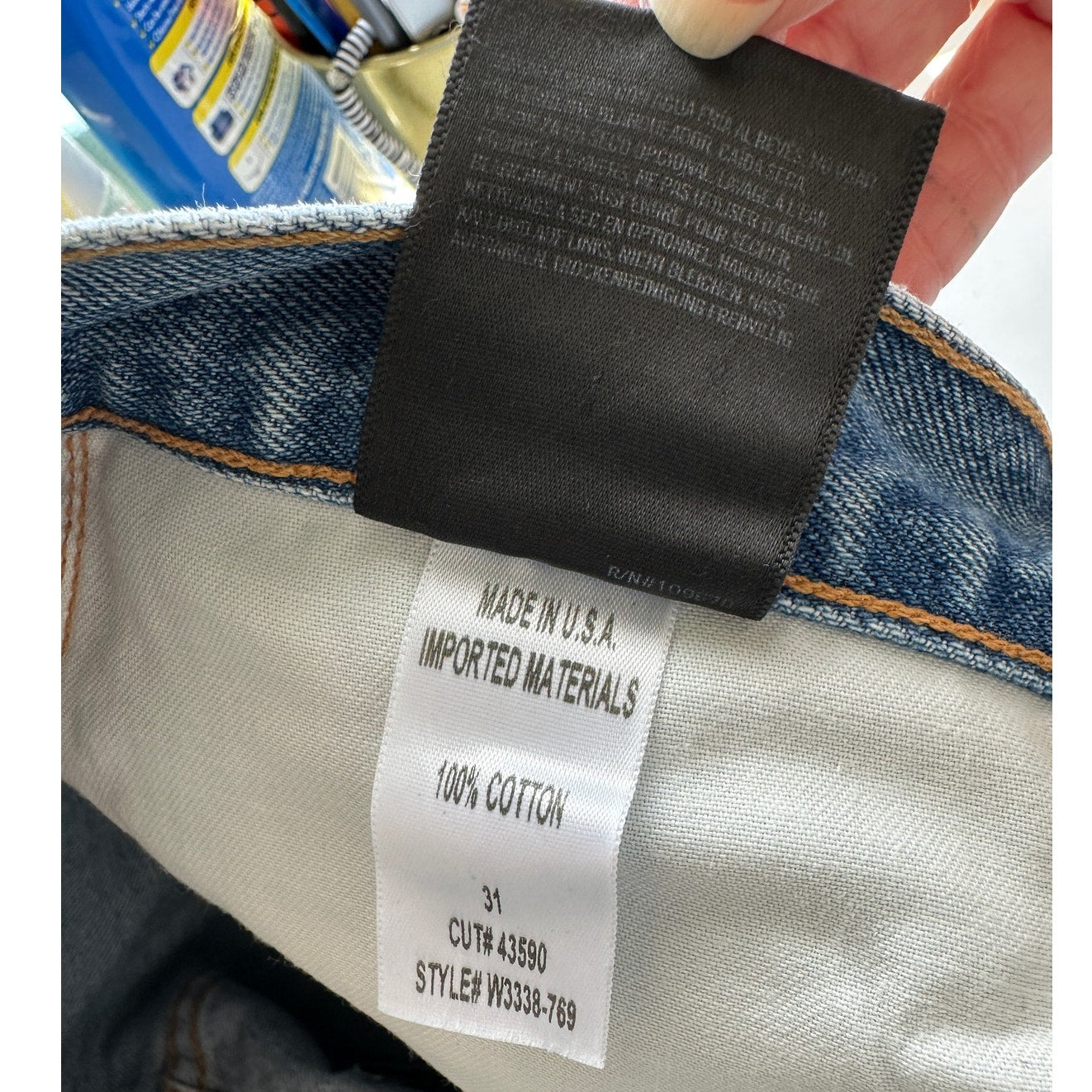 Goldsign Medium Light Wash Straight Leg Gold Button Fly Denim Jeans 31