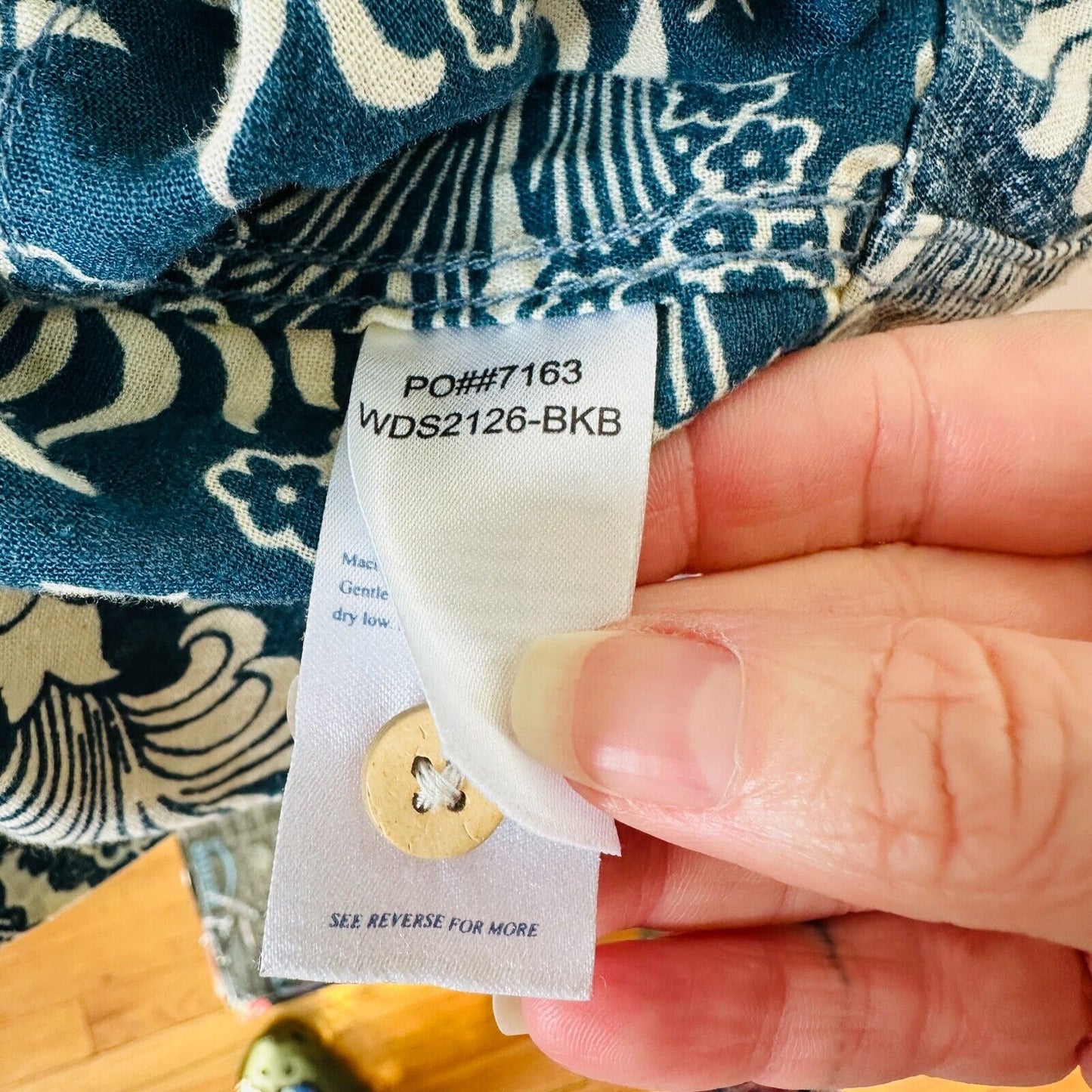 Faherty Cream & Blue Hawaiian Print Gemina Tunic Dress Split VNeck Short Sleeve