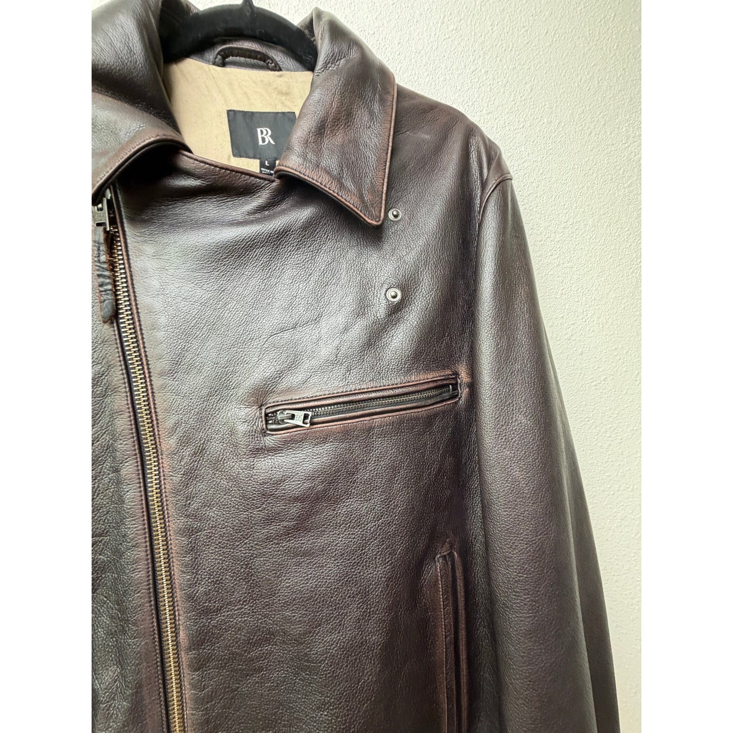 NWT Banana Republic Espresso Leather Moto Jacket Men L