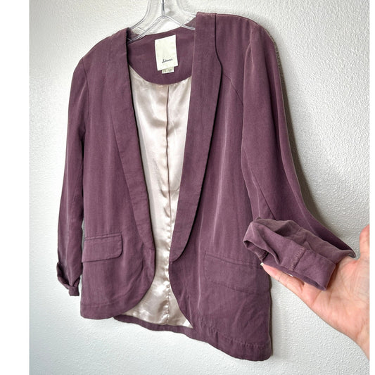Elevenses Whitby Dusty Purple Soft Pocketed Thin Blazer 2
