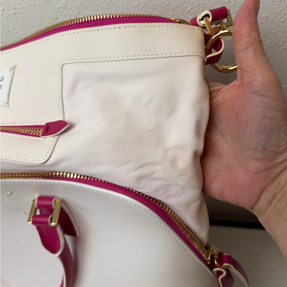 NWT Maison Margiela 5AC Large Bi-Color White Pink UVA Leather Bag